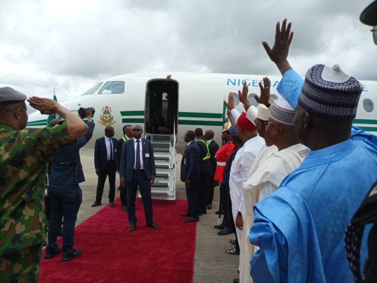 Tinubu arrives in&nbsp;Abuja