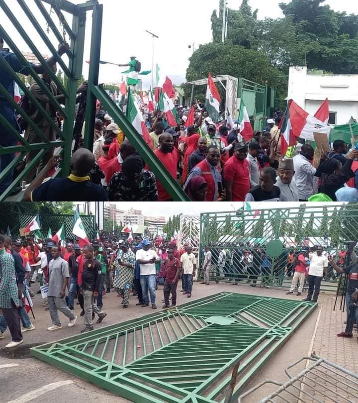 NLC members pull down National Assembly gate, force their way into the&nbsp;premises