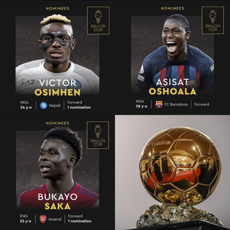 Victor Osimhen, Asisat Oshoala & Bukayo Saka Nominated for 2023 Ballon d’Or (See Full&nbsp;List)