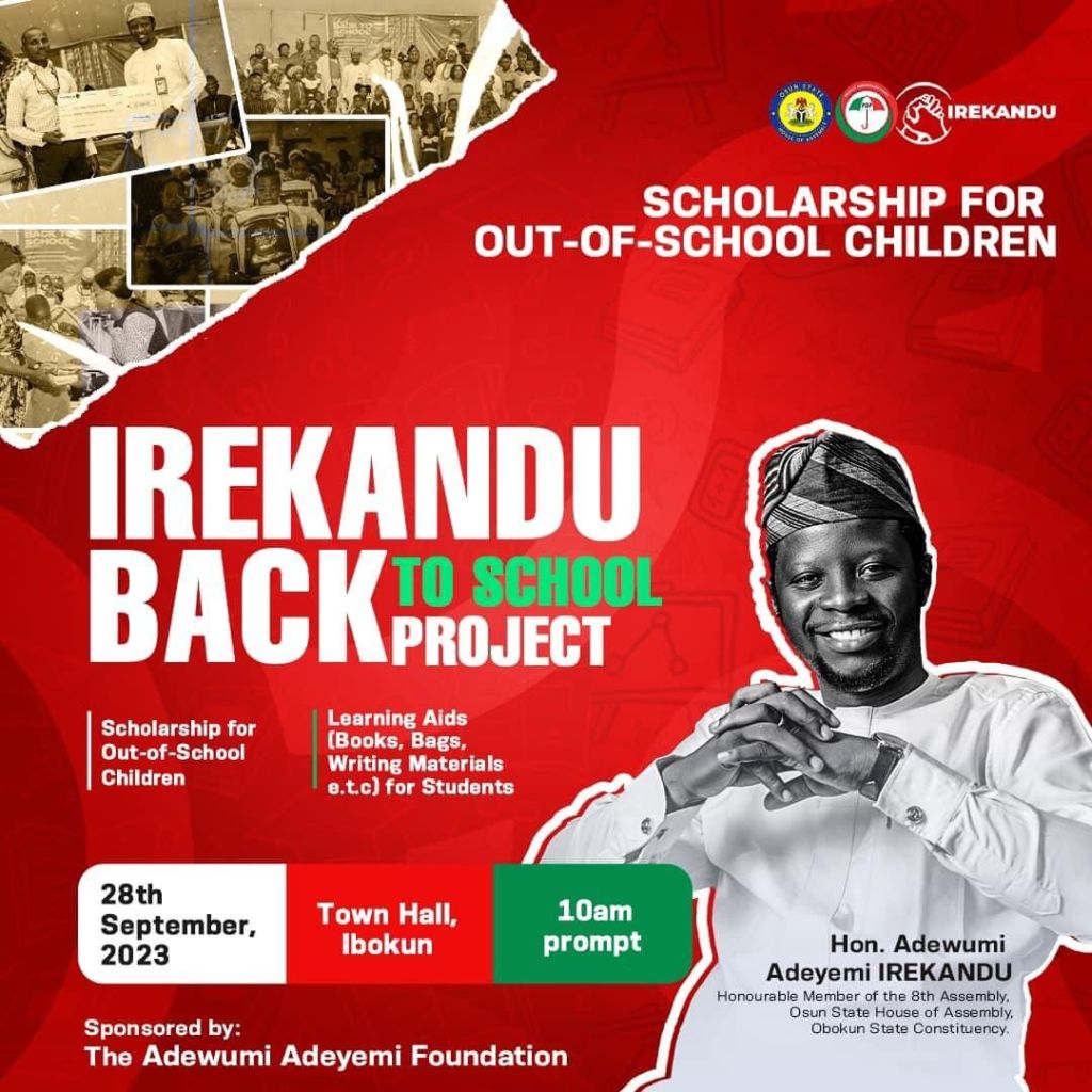 Osun lawmaker, Irekandu set to give full scholarship to 70 out of school&nbsp;children