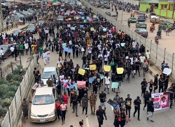 Protest: Youths ground Abeokuta, demand justice for Mohbad