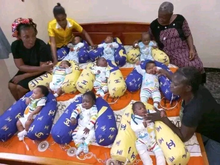 PHOTOS: Nigerian Lady Gives Birth To Nonuplets (9 Babies) After 25 Years Of&nbsp;Waiting