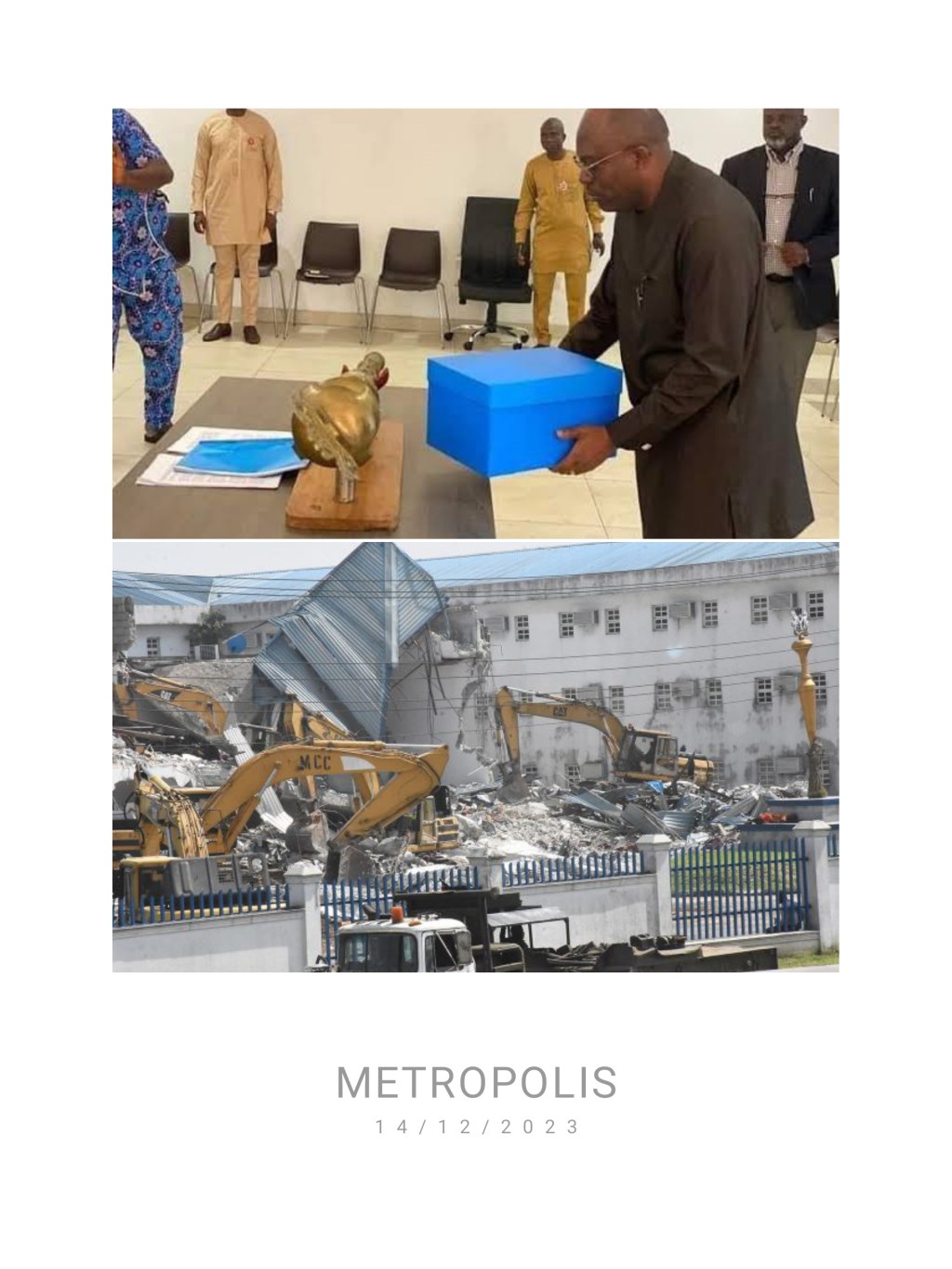 Fubara unveils 2024 budget to four lawmakers while demolishing Assembly Complex