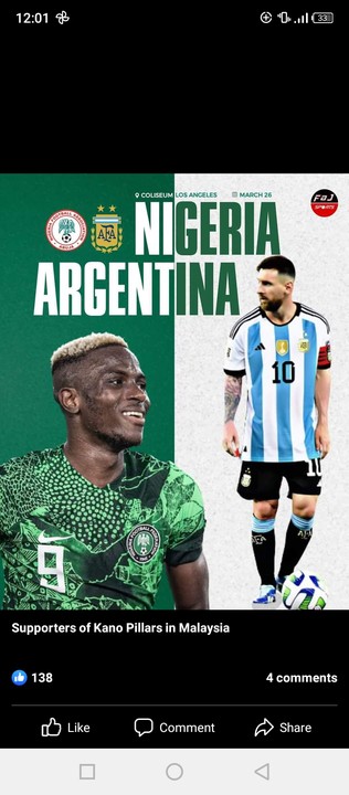 Super Eagles Vs Argentina Friendly Fixed for 26th&nbsp;March