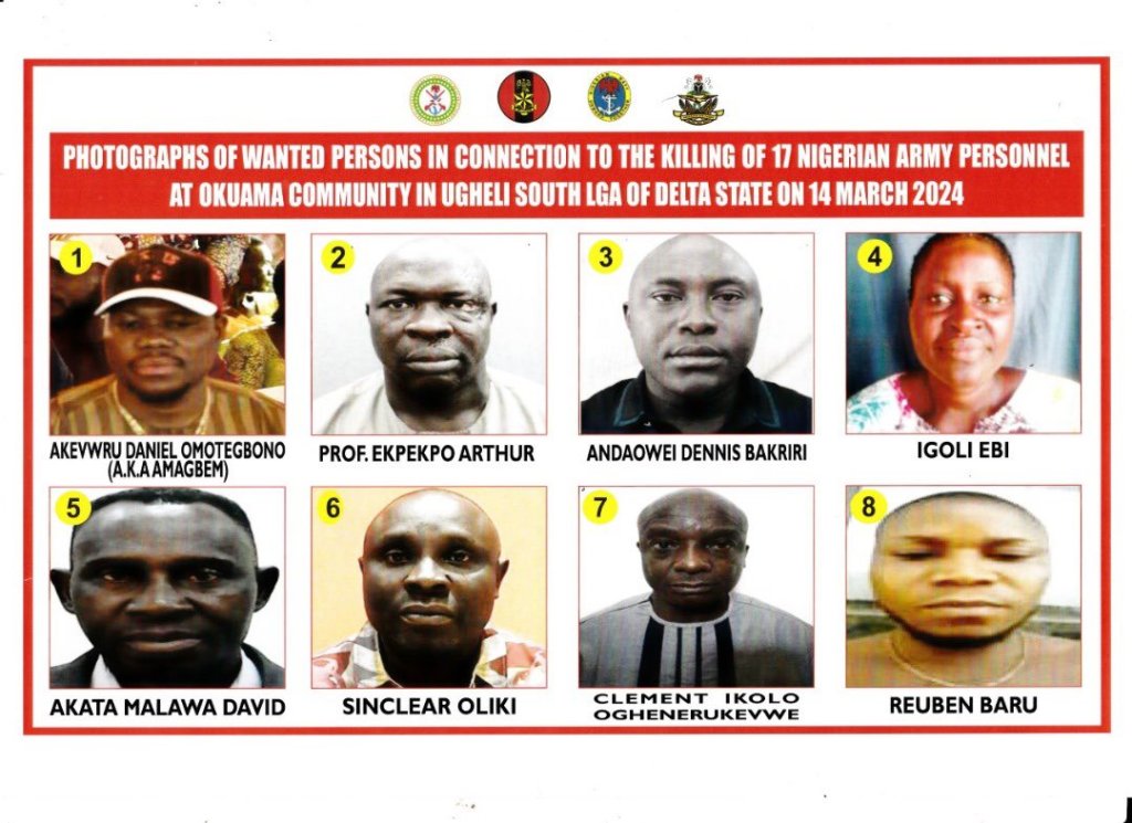 Army Publish 8 Person Wanted, Linked to Killing of 17 Soldiers in&nbsp;Okuama