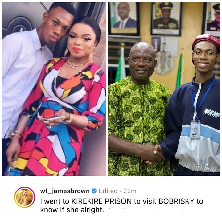 James Brown Visits Bobrisky In Kirikiri&nbsp;Prison