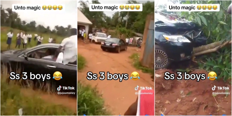 SS3 students storm school with car to celebrate graduation, crash&nbsp;it