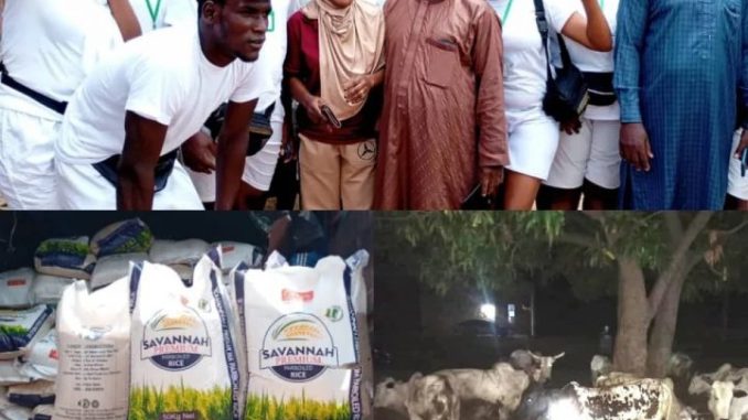 Niger Corps Members Receive Bago’s 600 Bags of rice, Cows, N200k Each