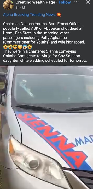 Comm for Youths Devt in Anambra, Hon Patrick Aghamba, wife reportedly kidnapped and Aide killed