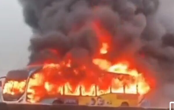 Driver Sets Self, LASTMA Officer, Bus Ablaze In Lagos