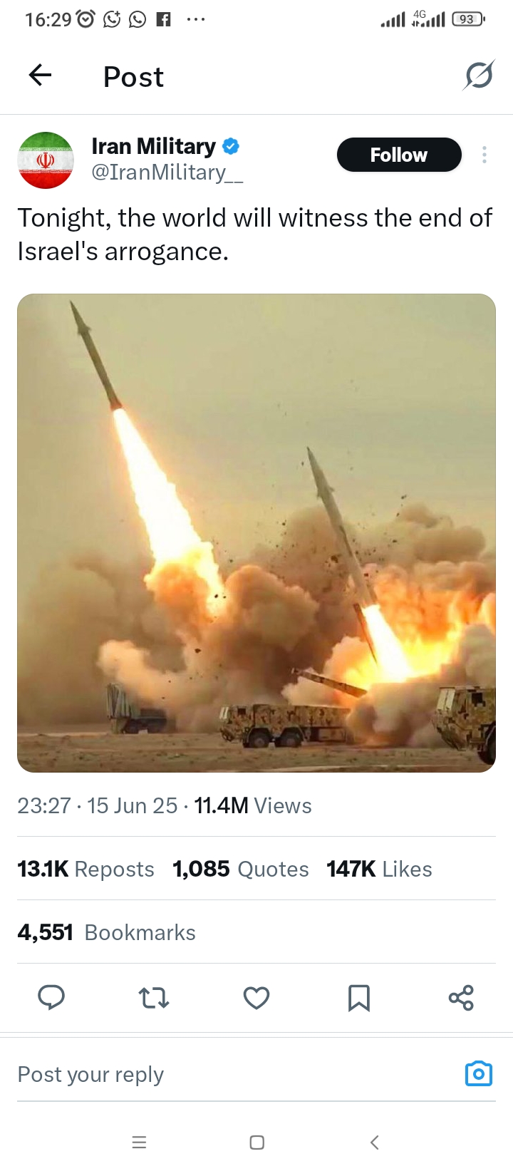 Iran Military Declares, “Tonight, the world will witness the end of Israel’s arrogance”